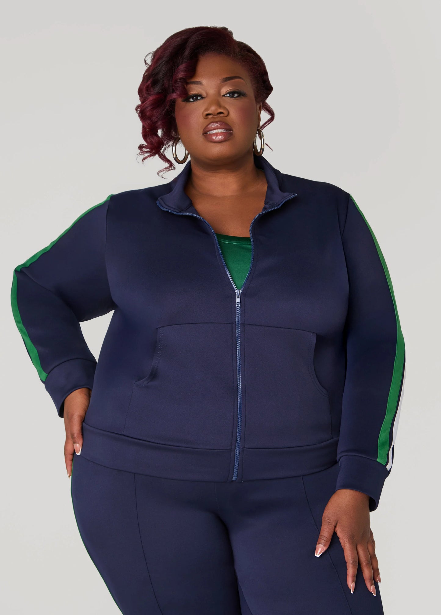 Zip Front Striped Track Jacket
