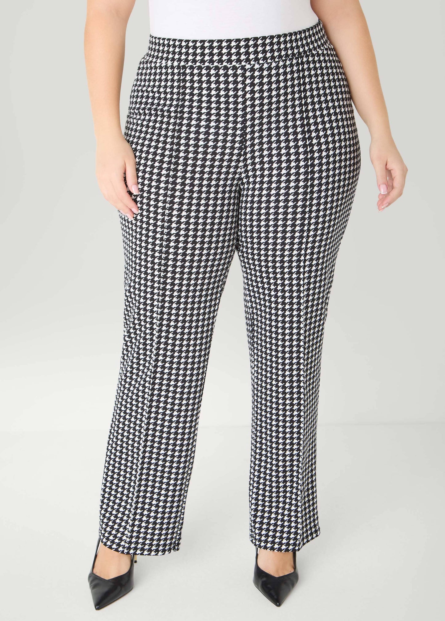 Textured Houndstooth Pull On Pants