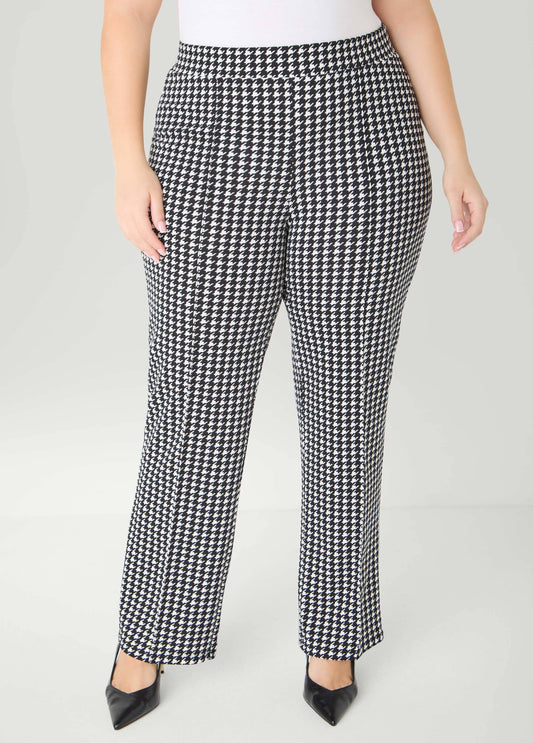 Textured Houndstooth Pull On Pants