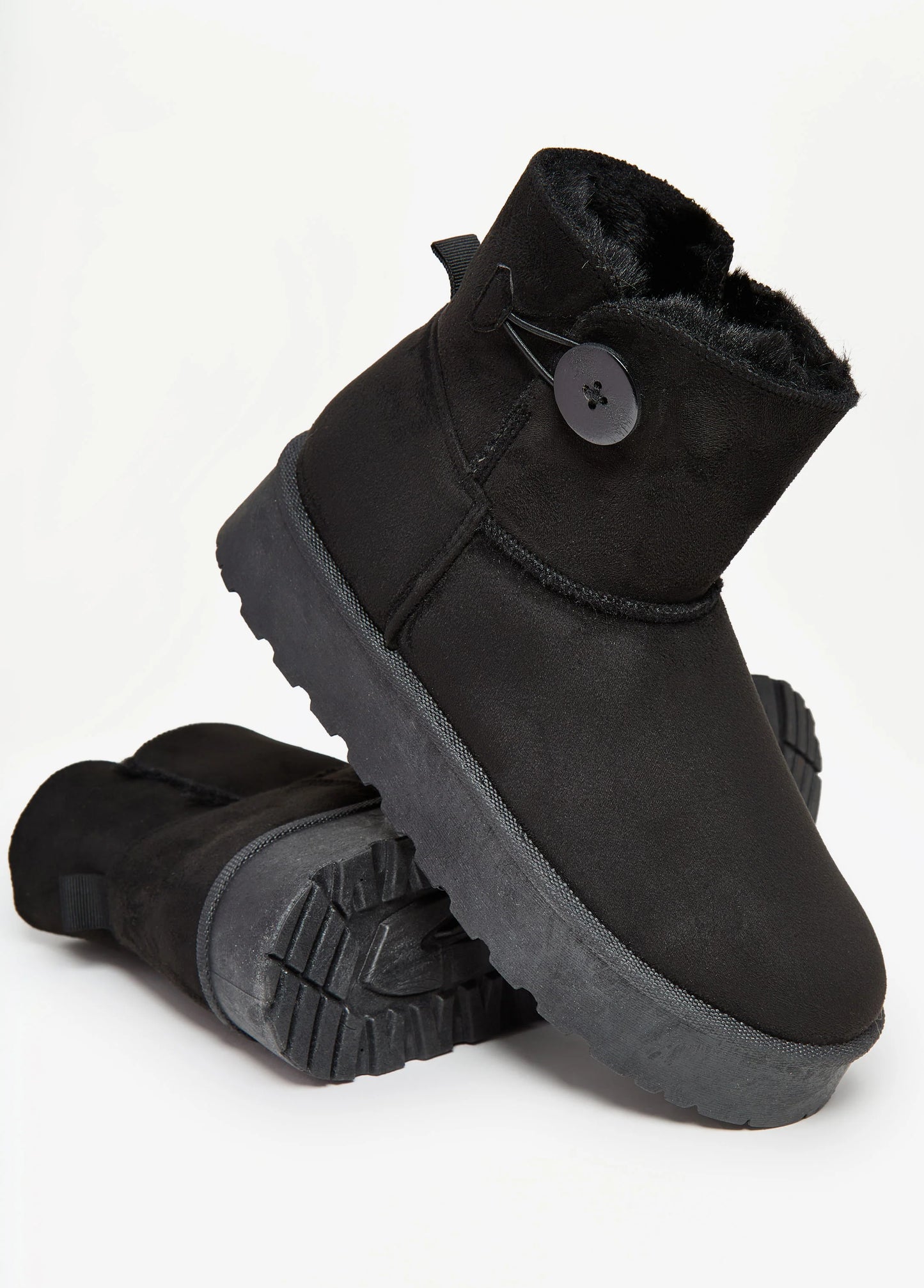 Button Faux Suede Ankle Boots
