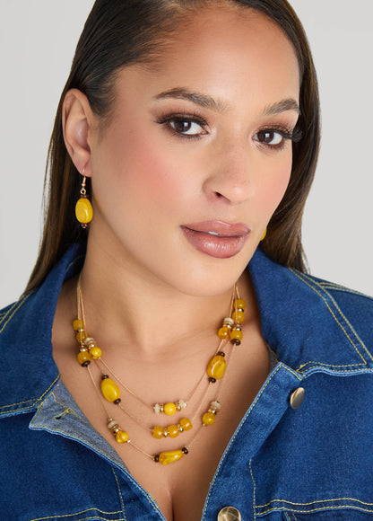 Layered Beaded Necklace Set