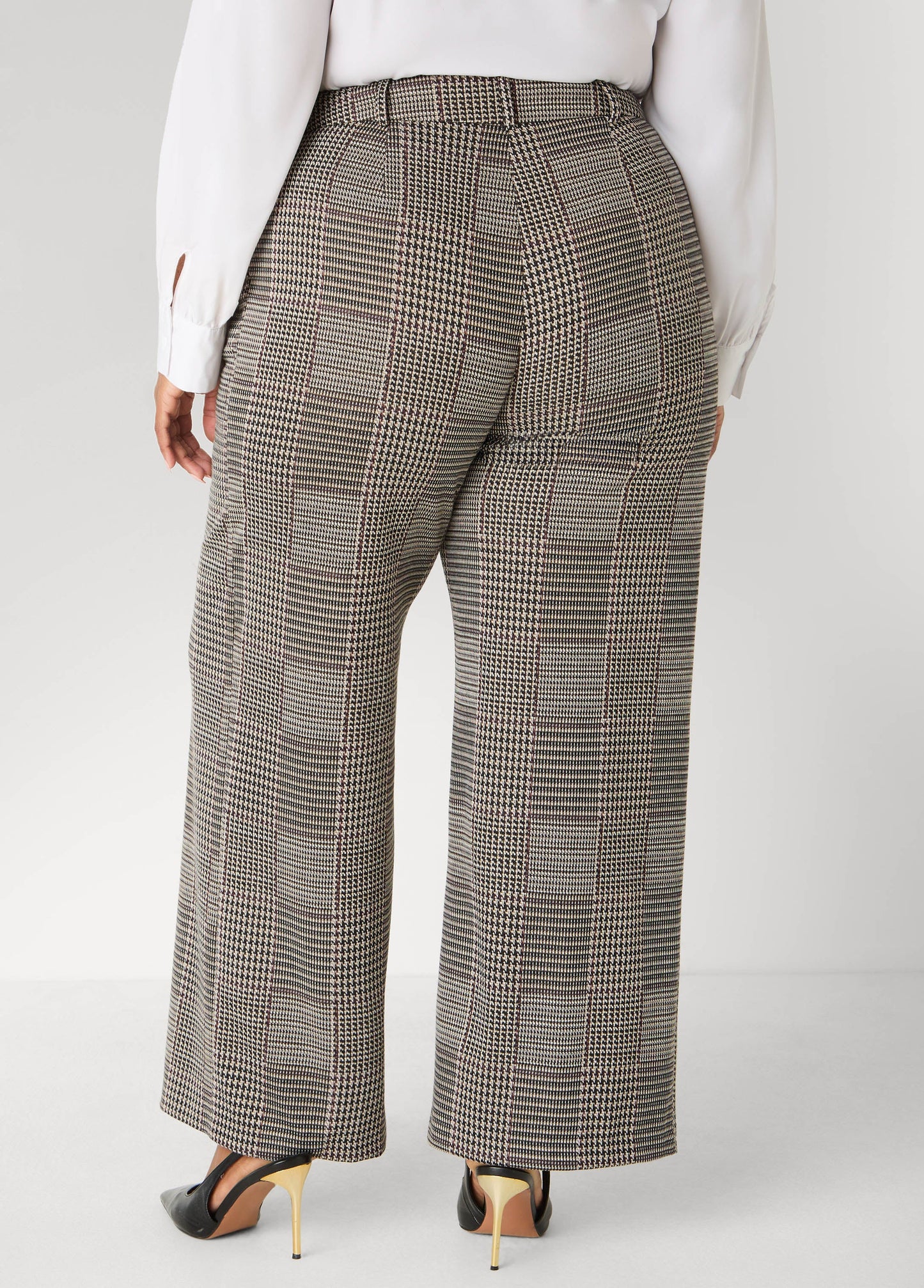 Pleated Plaid Wide Leg Pants