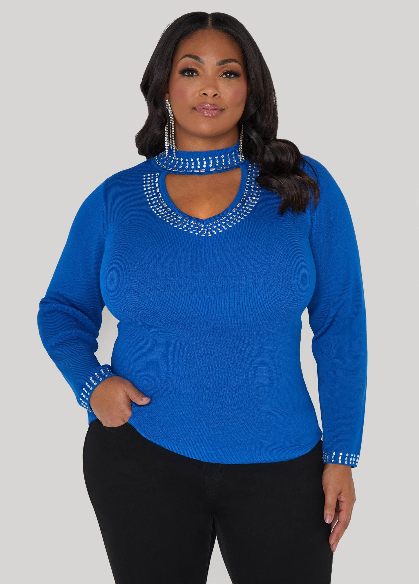Crystal Cutout Sweater