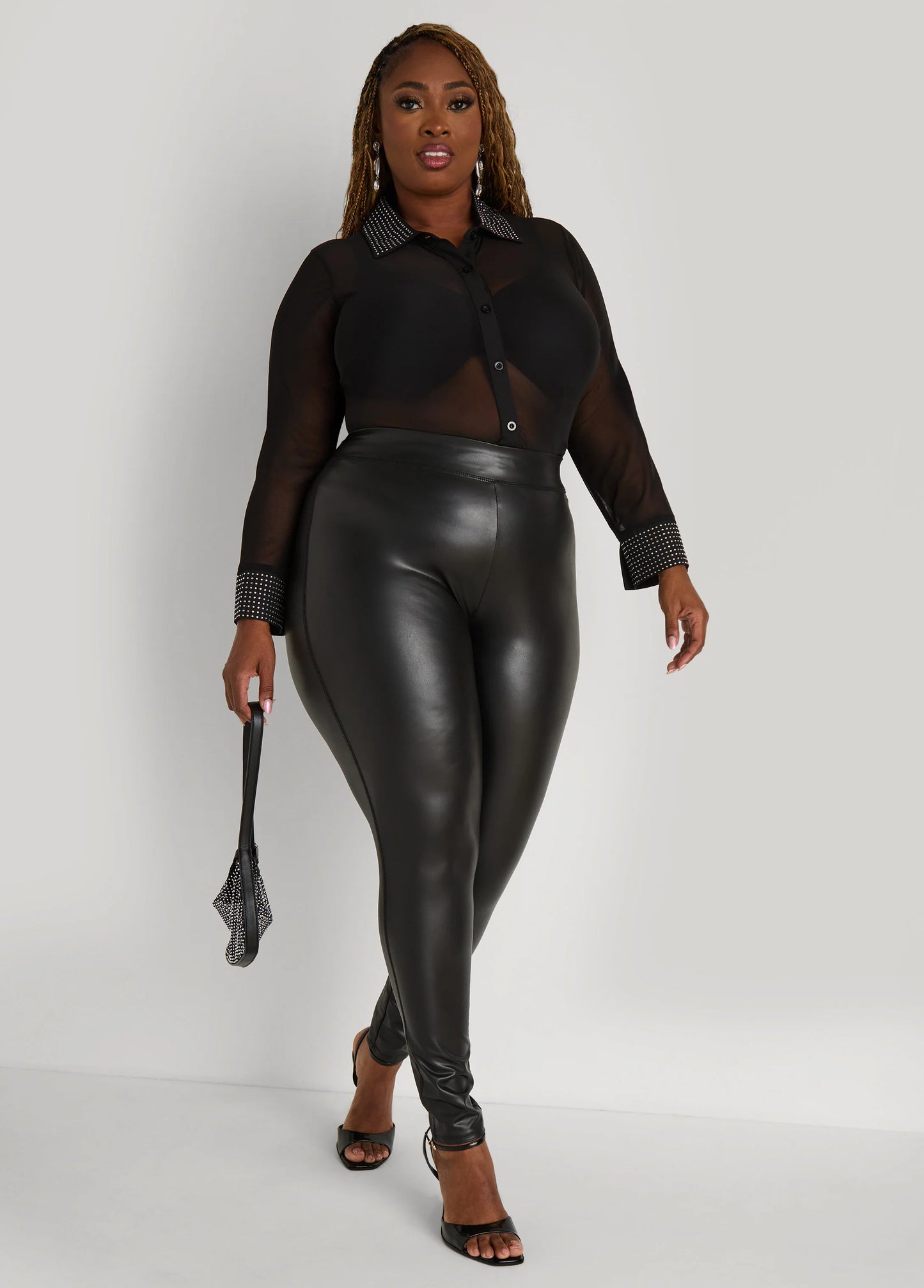 Crystal Embellished Mesh Shirt
