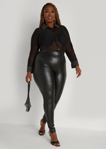 Crystal Embellished Mesh Shirt