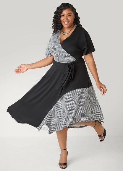 Printed Paneled A Line Dress