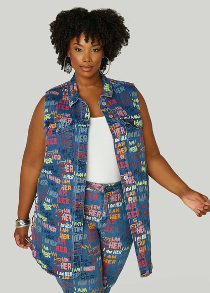 I Am Her Cutout Denim Vest