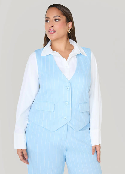 Striped Crepe Vest