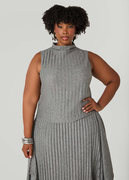Mock Neck Pleated Top