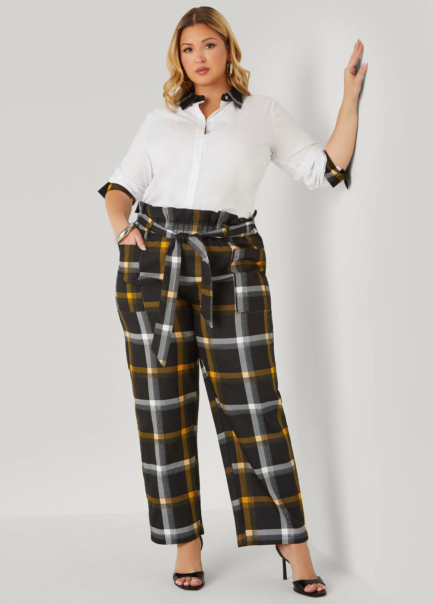 Plaid Trimmed Poplin Shirt
