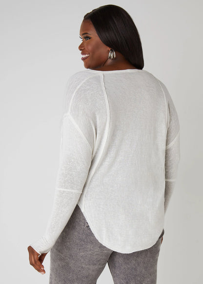 Slub Knit V Neck Top