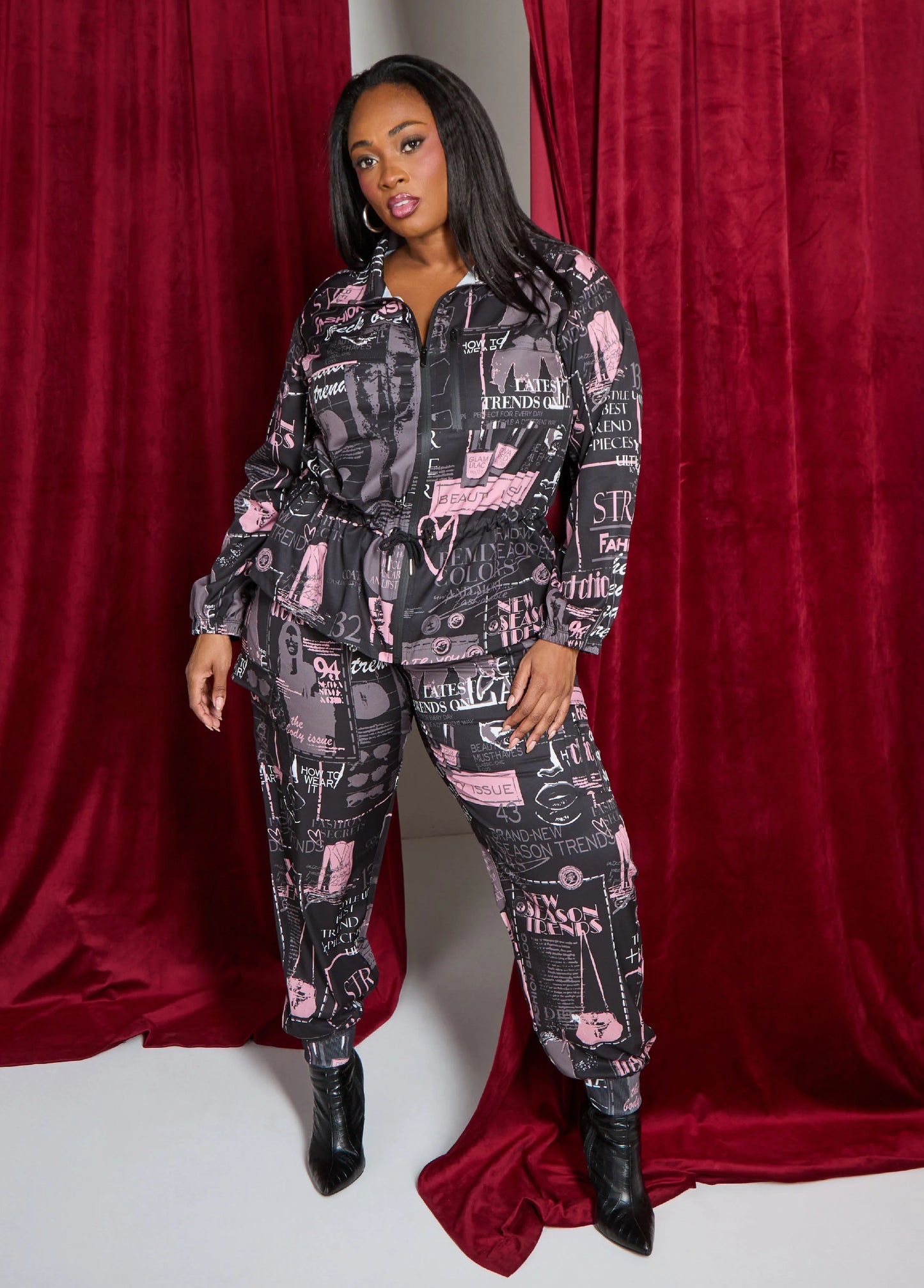 Newspaper Print Cargo Joggers