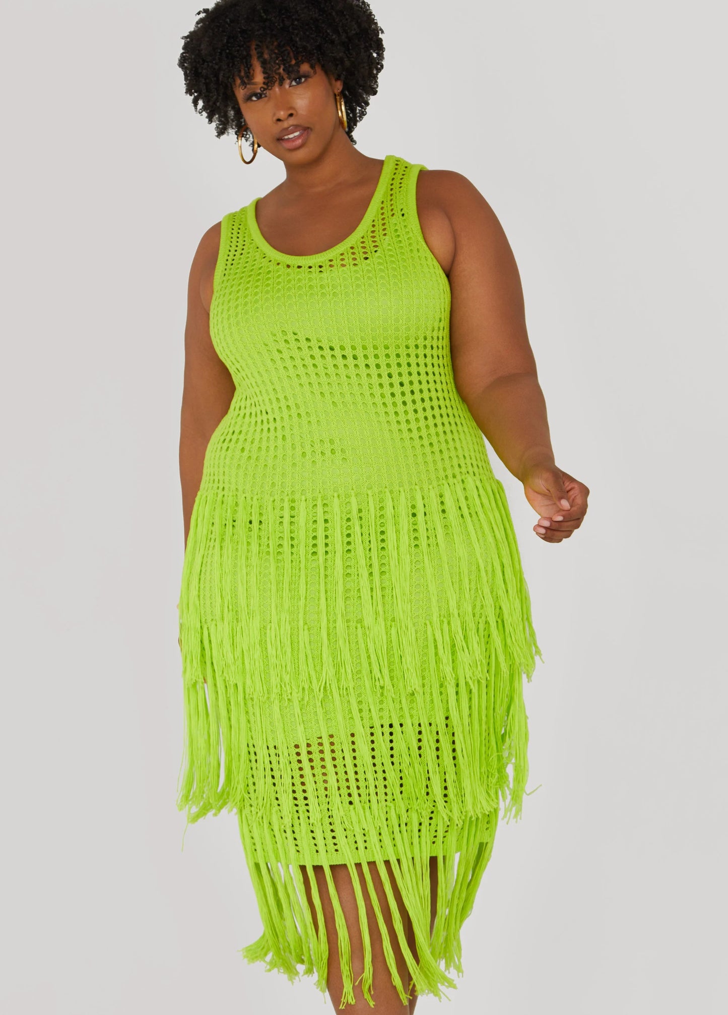Fringed Crochet Tank Dress