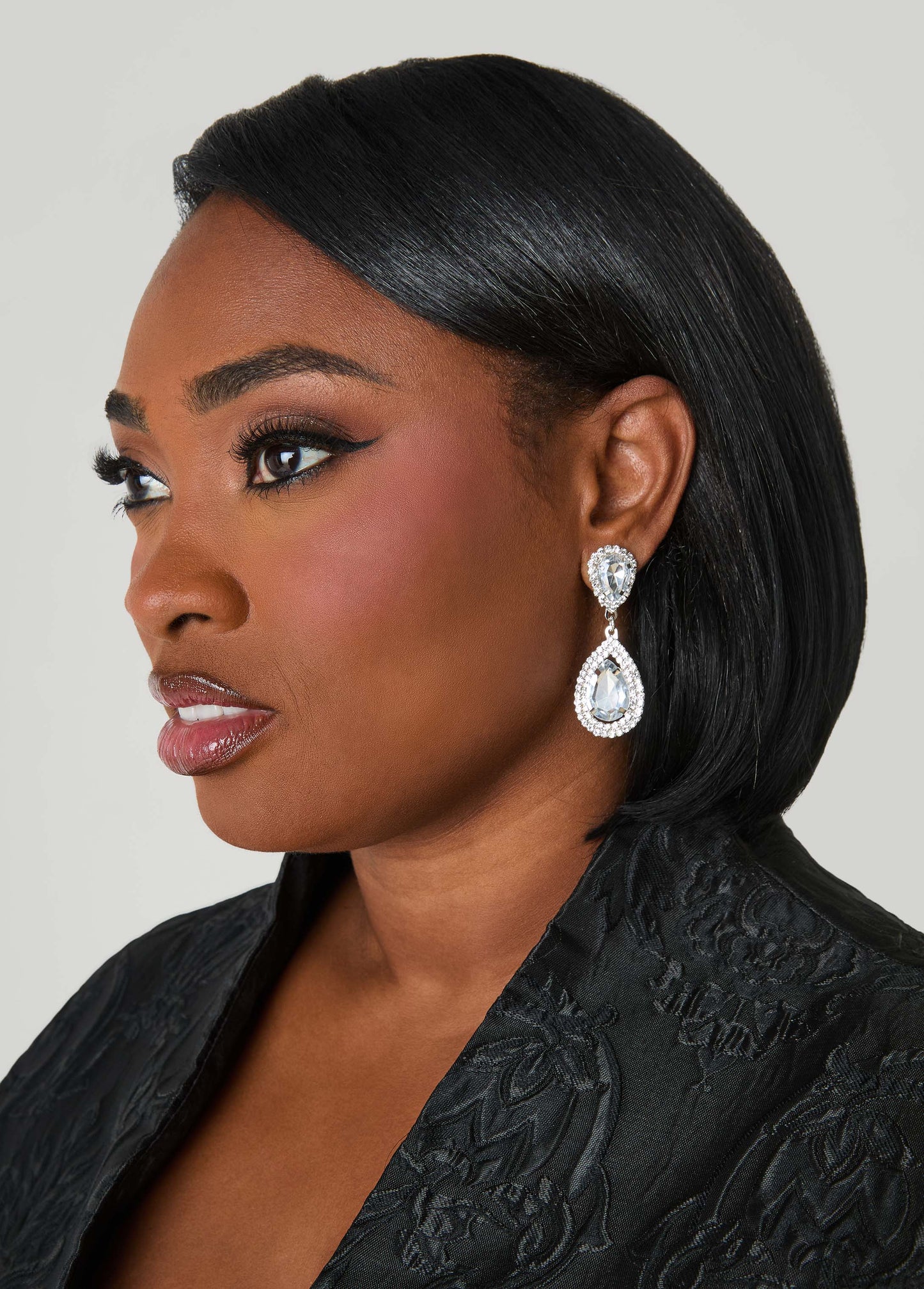 Crystal Teardrop Clip On Earrings