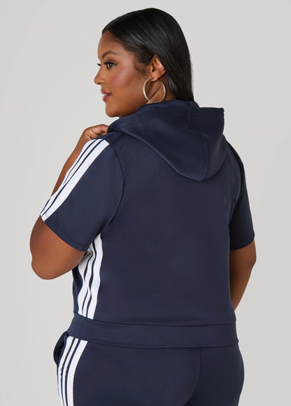 Hooded Stripe Trimmed Pullover