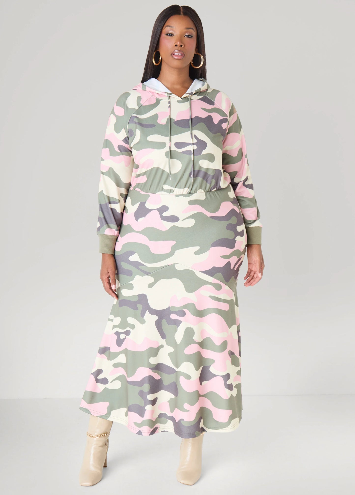 Flounced Camo Maxi Dress