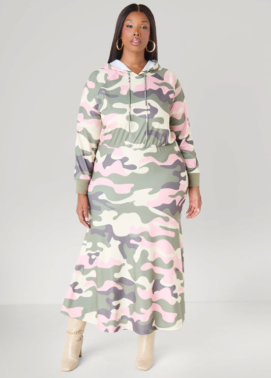 Flounced Camo Maxi Dress