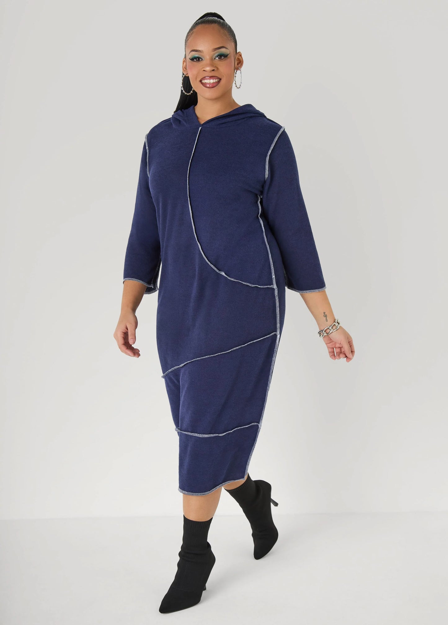 Seam Detailed Hooded Midaxi Dress