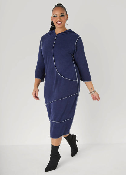 Seam Detailed Hooded Midaxi Dress