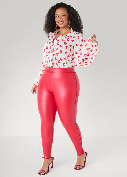 Textured Heart Print Shirt