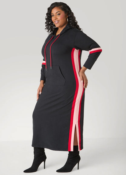 Striped Maxi Hooded Dress