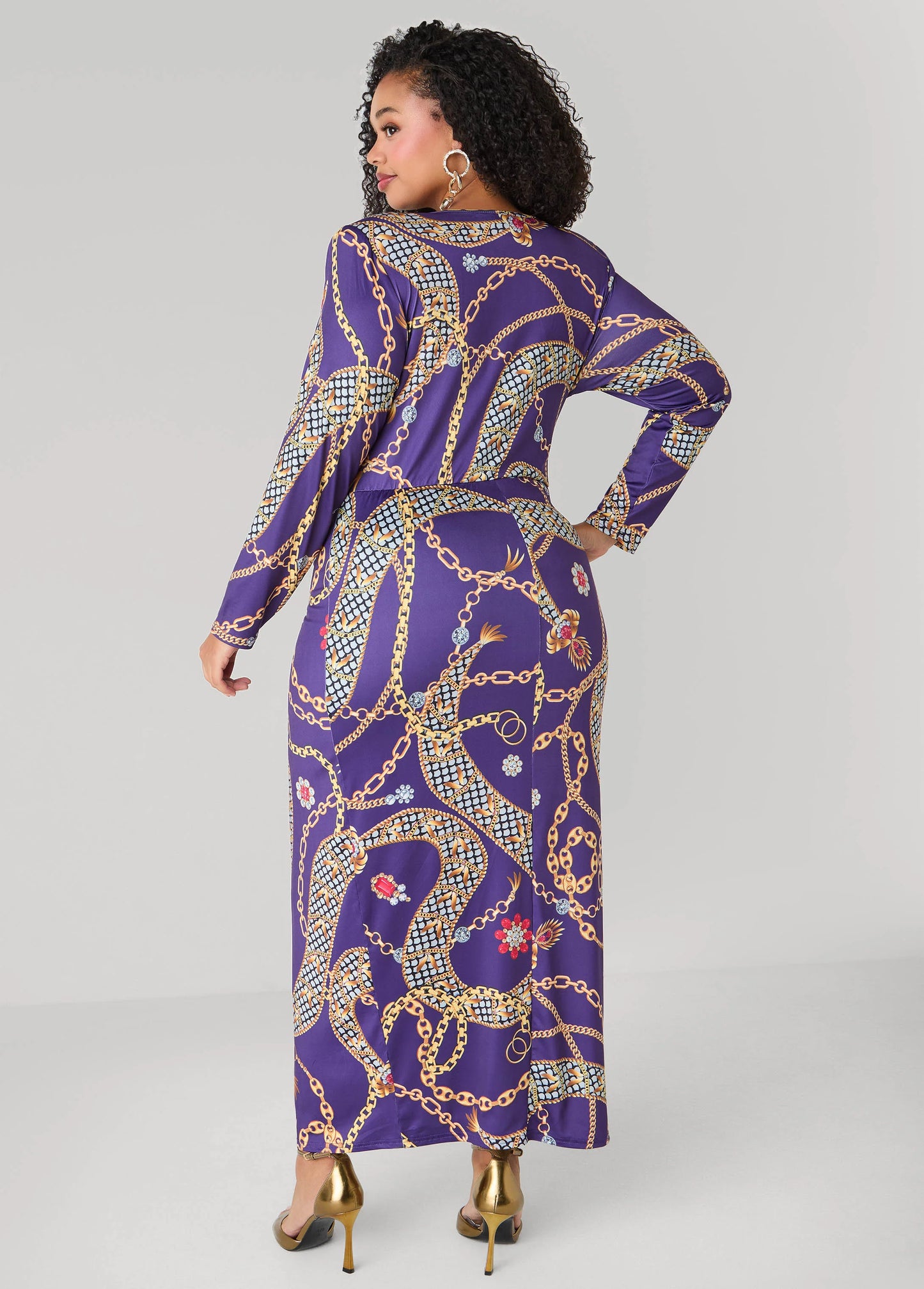 Status Print V Neck Maxi Dress