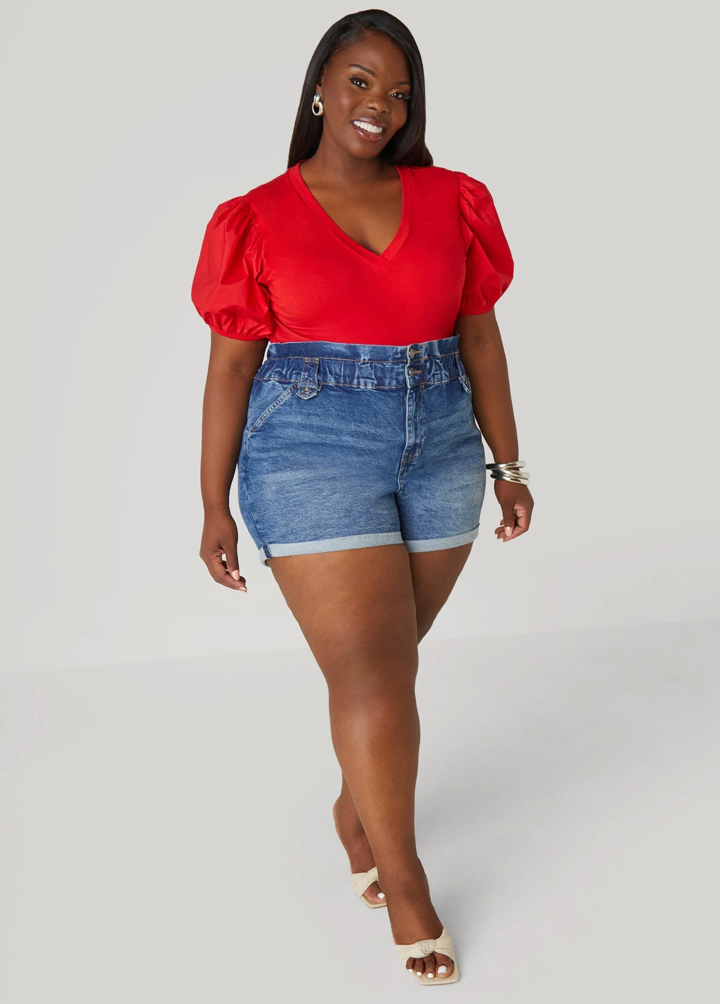 Paperbag Denim Shorts