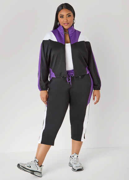 Side Split Colorblock Capris