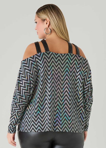 Cold Shoulder Metallic Top