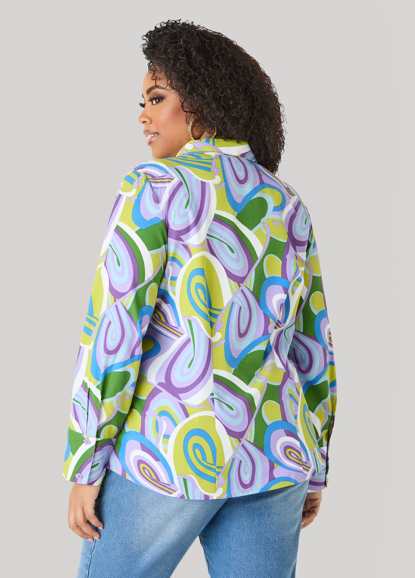Swirl Print Collared Shirt