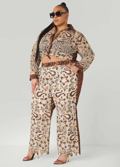 Leopard Print Corded Lace Shirt