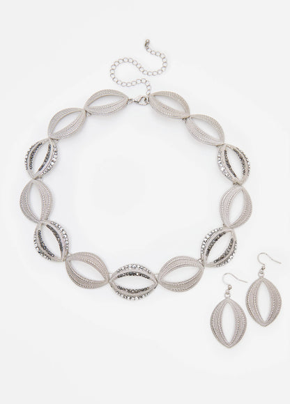 Encrusted Textured Necklace Set