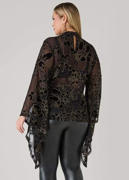 Metallic Burnout Velvet Mesh Top
