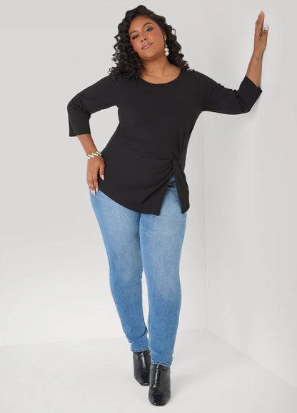 Knotted Detail Boat Neck Top