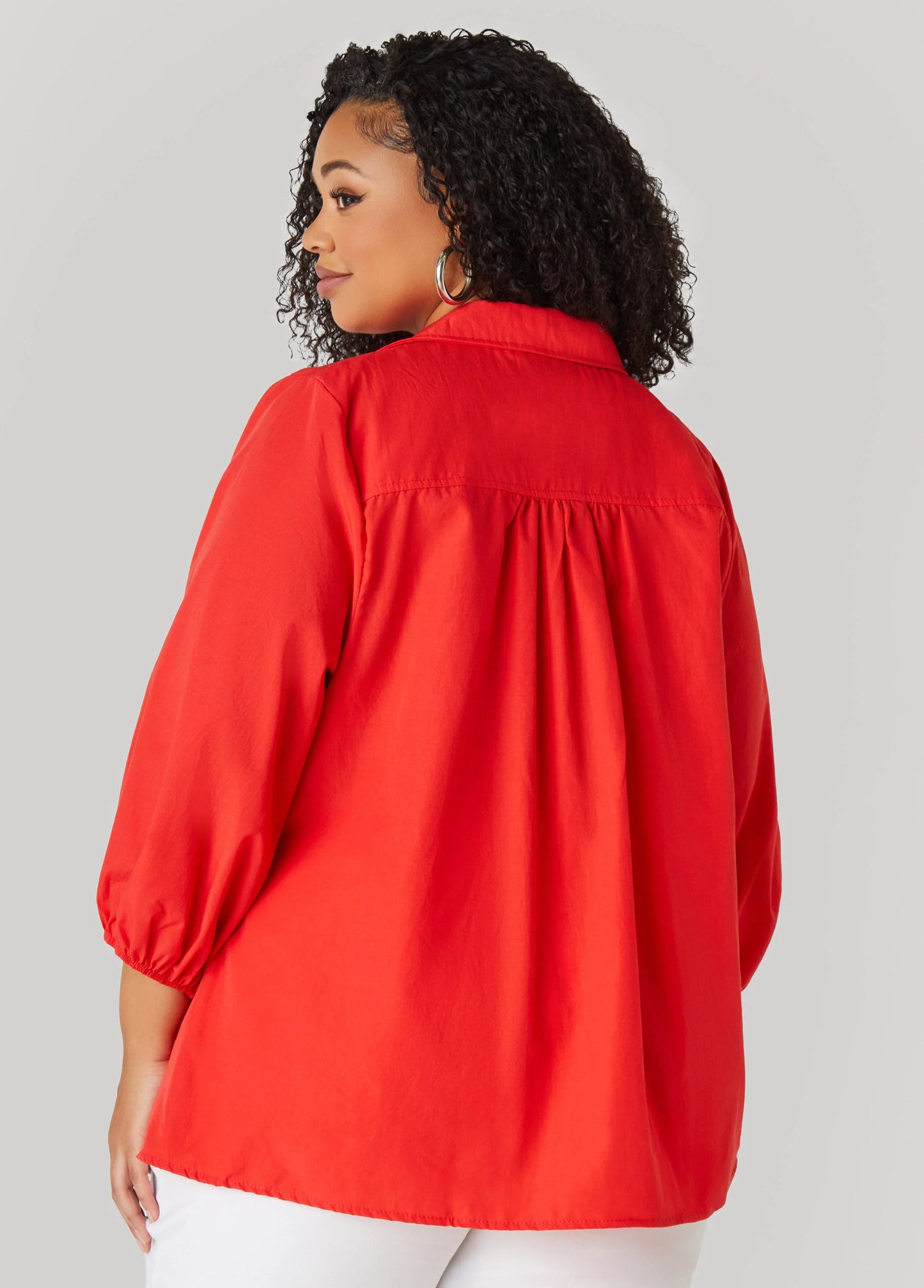 Smocked Cotton Blend Blouse