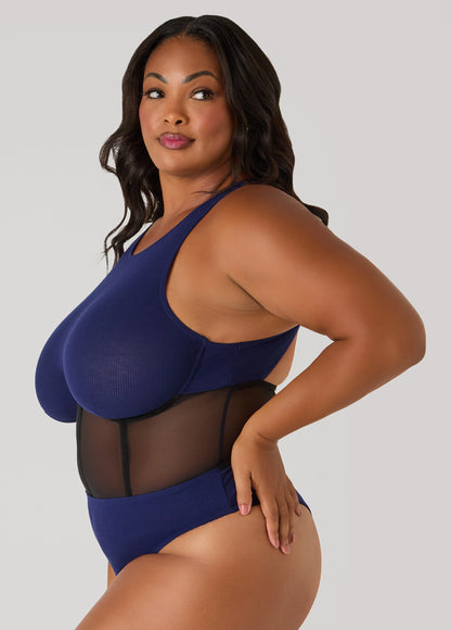 Mesh Corset Paneled Bodysuit