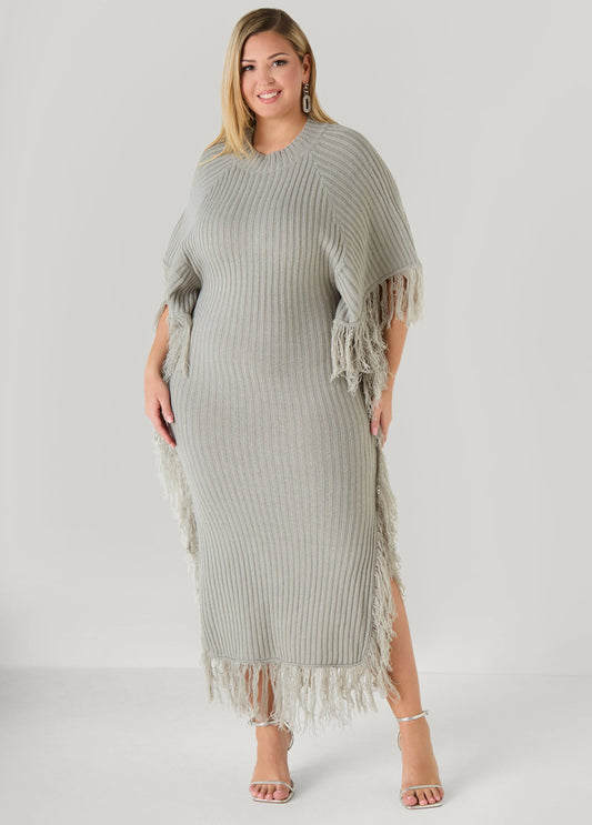 Fringed Maxi Sweater Dress