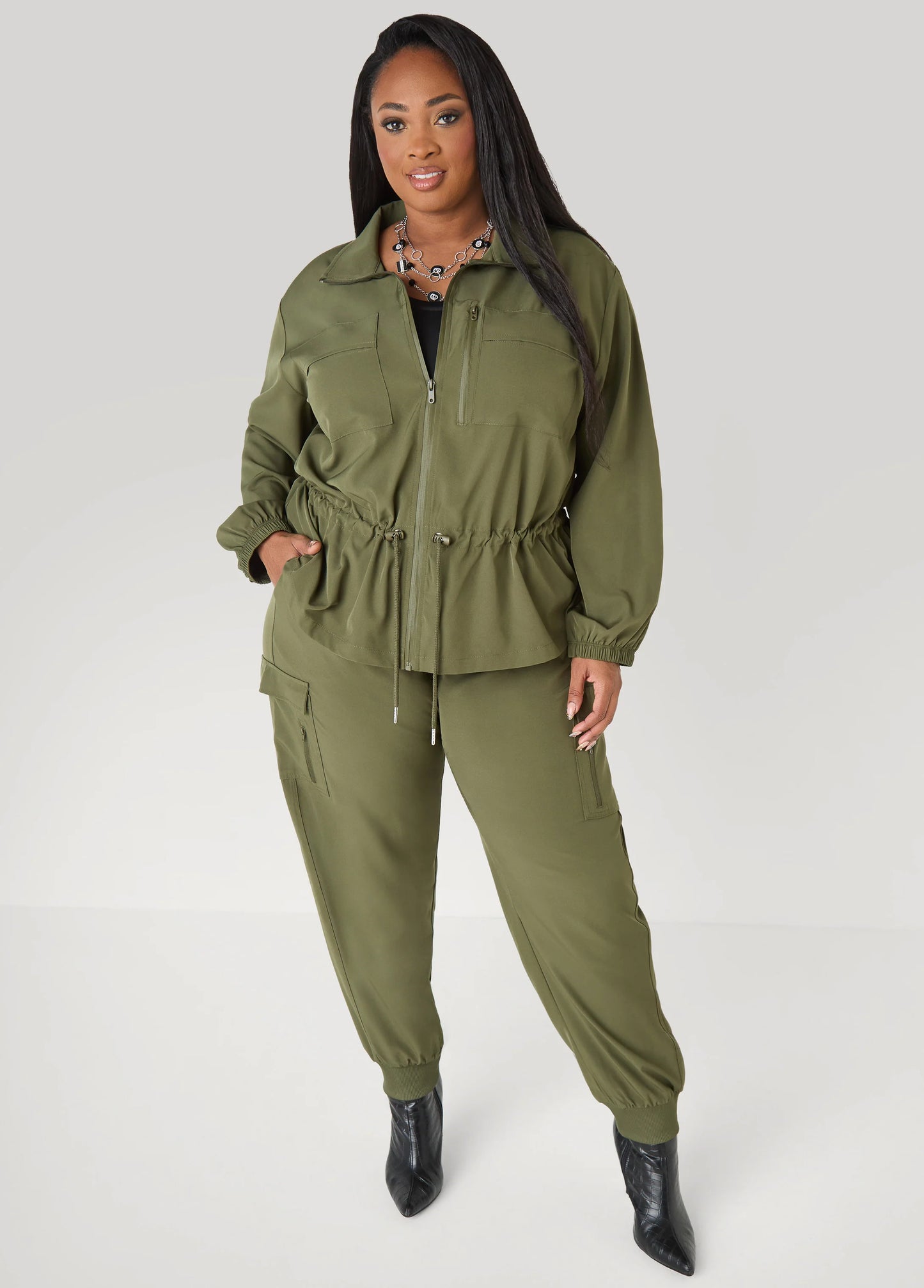 Zip Front Drawstring Jacket