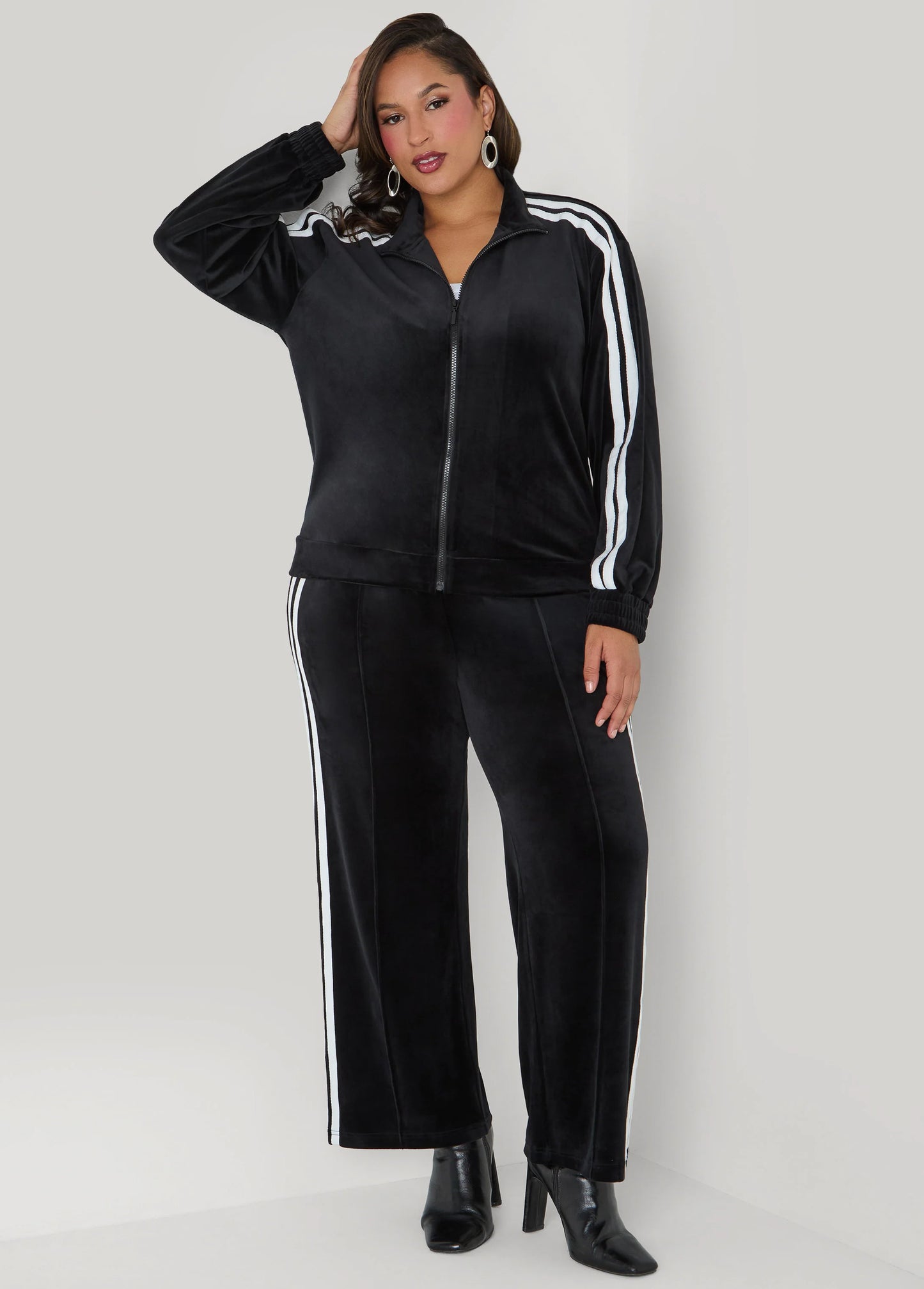 Stripe Trimmed Velour Track Pants