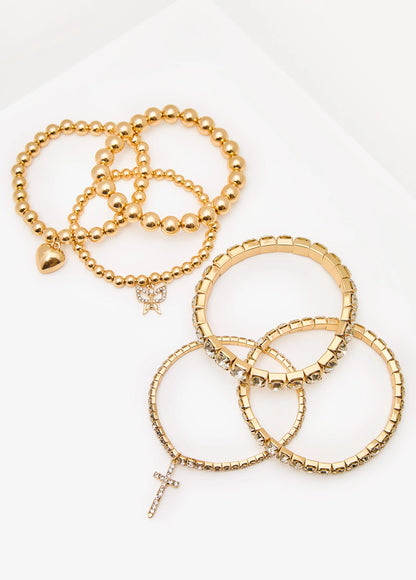 Heart And Cross Stretch Bracelets