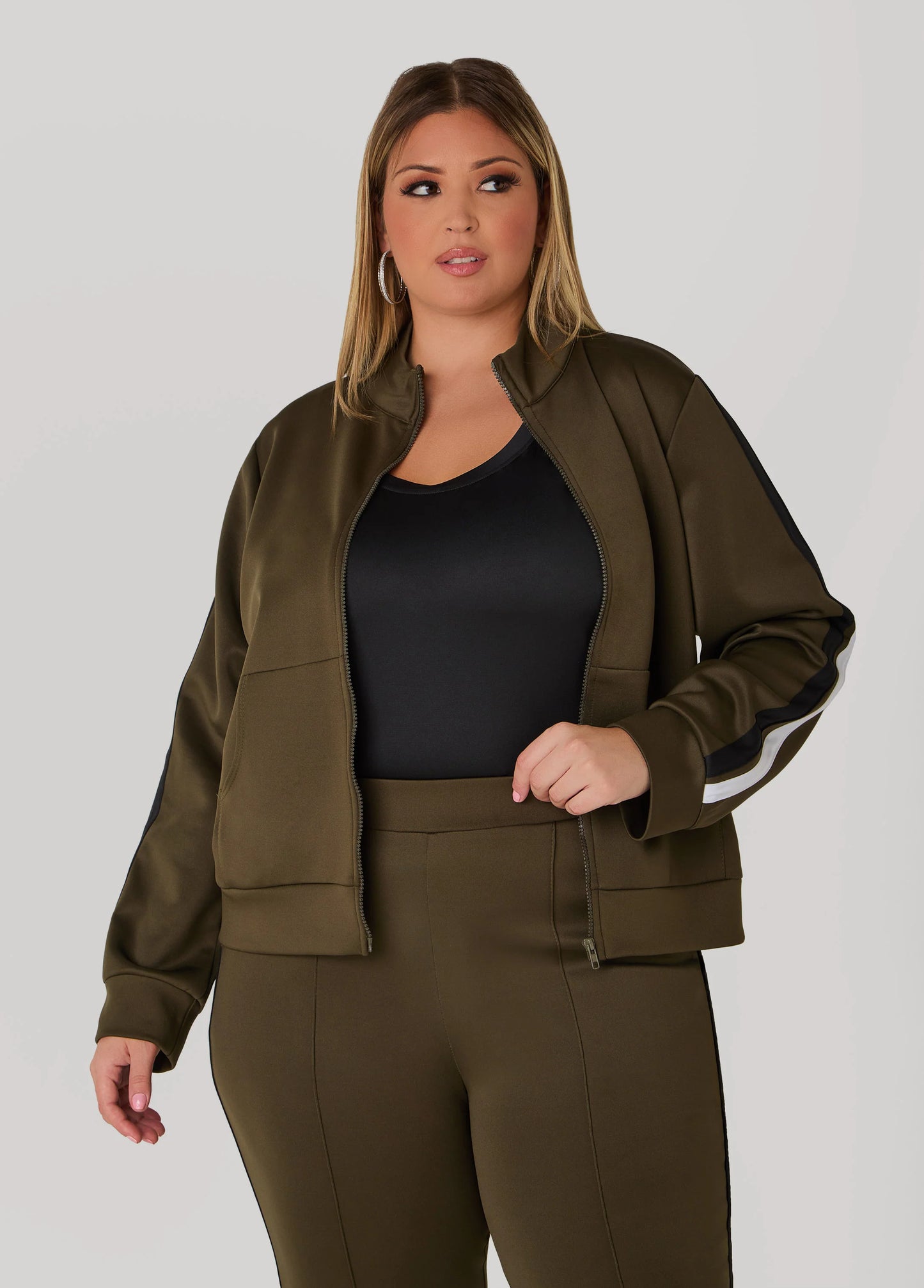 Stripe Zip Front Track Jacket