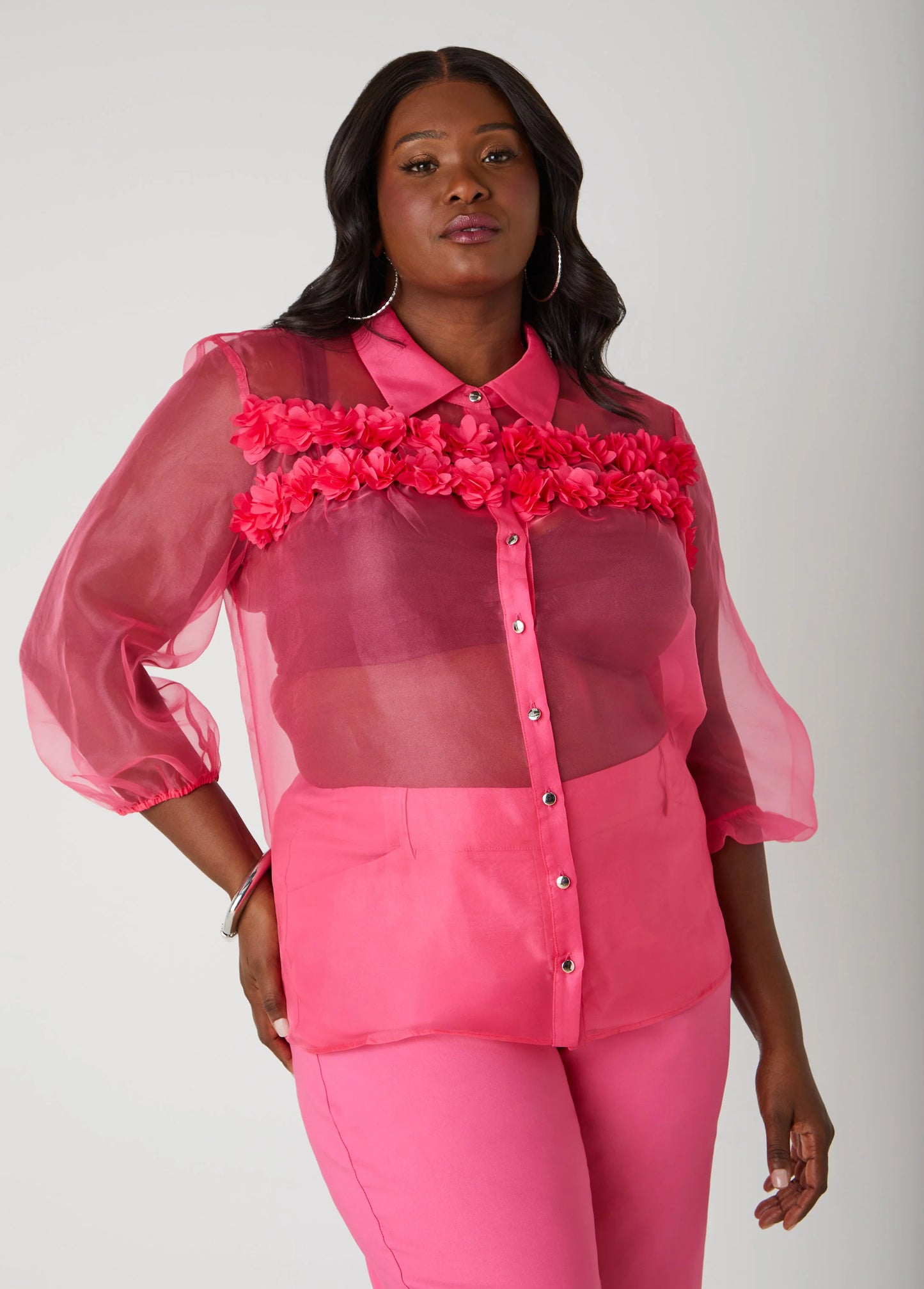 Rosette Organza Shirt