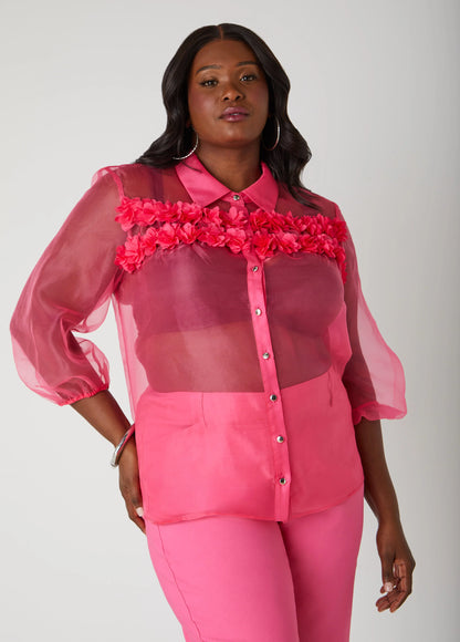 Rosette Organza Shirt