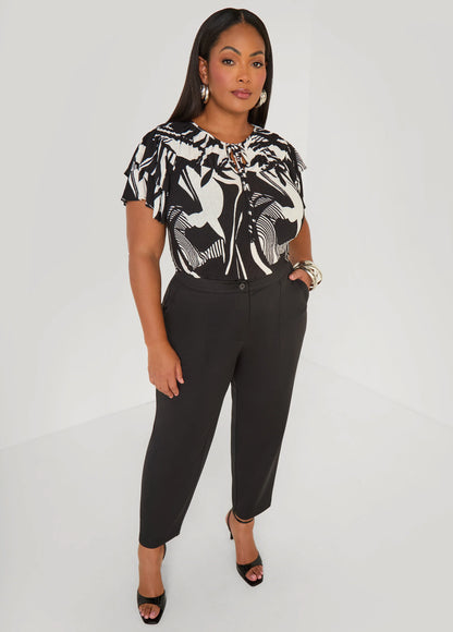 Tapered Patch Pocket Ankle Pants