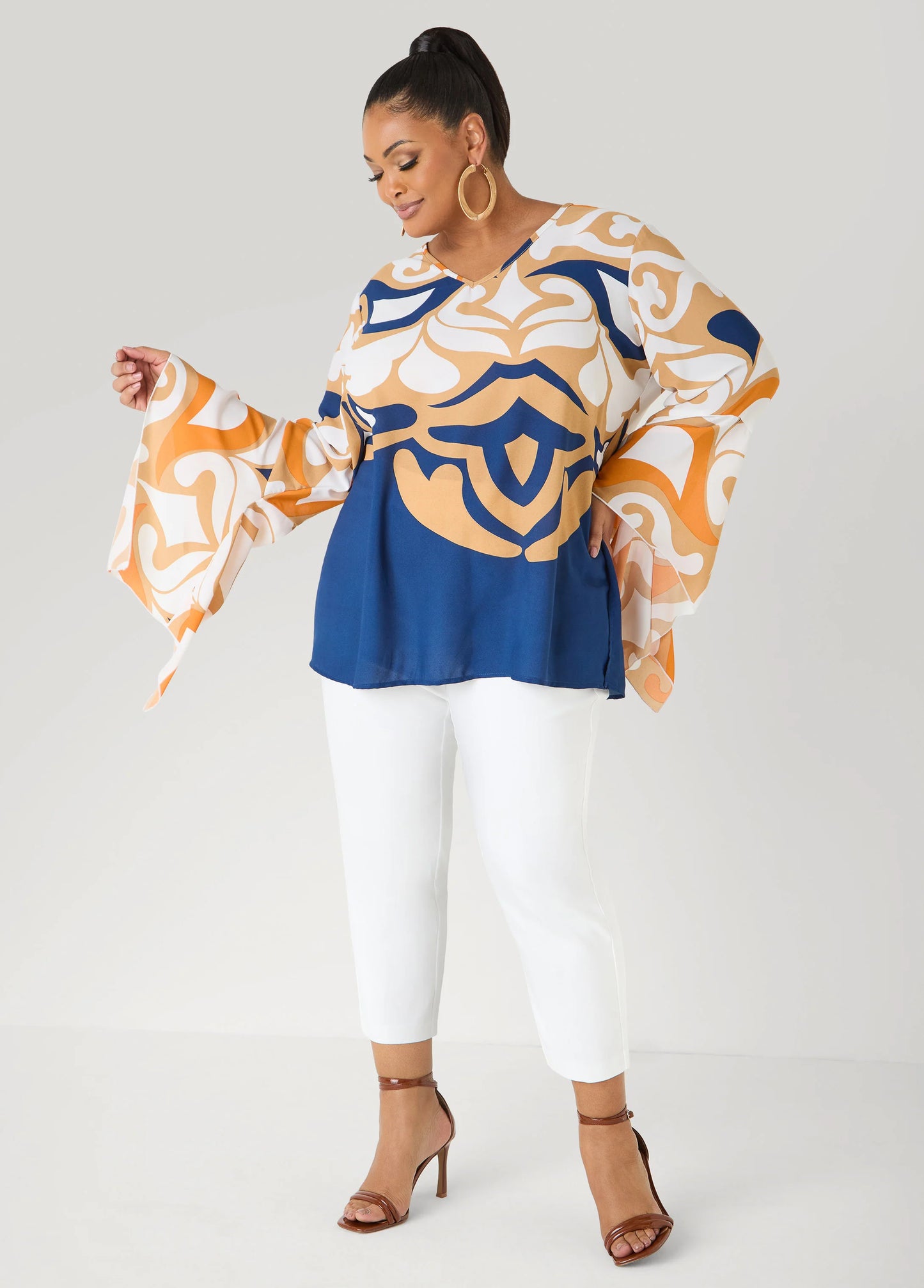 Printed Drama Sleeved Blouse