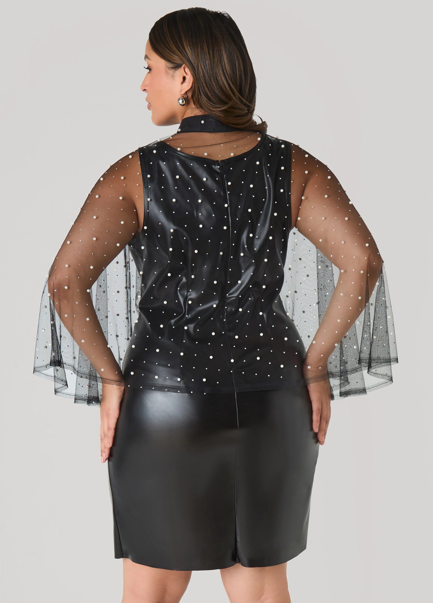 Crystal And Faux Pearl Mesh Capelet