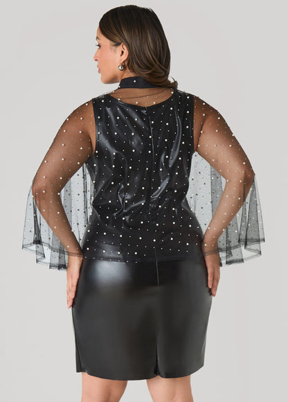 Crystal And Faux Pearl Mesh Capelet