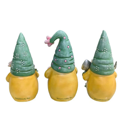 Set of Three Gardening Gnome Figurines