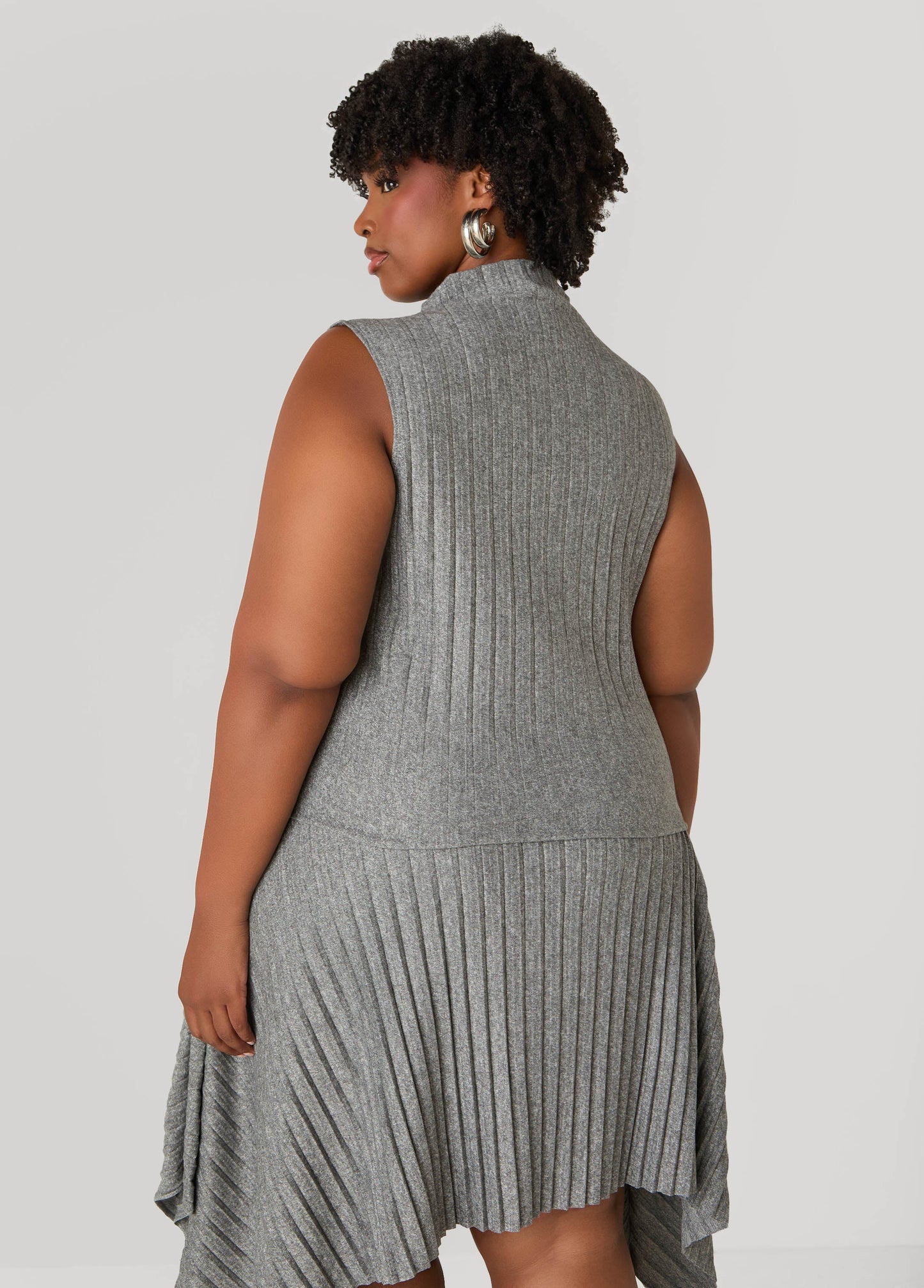 Mock Neck Pleated Top
