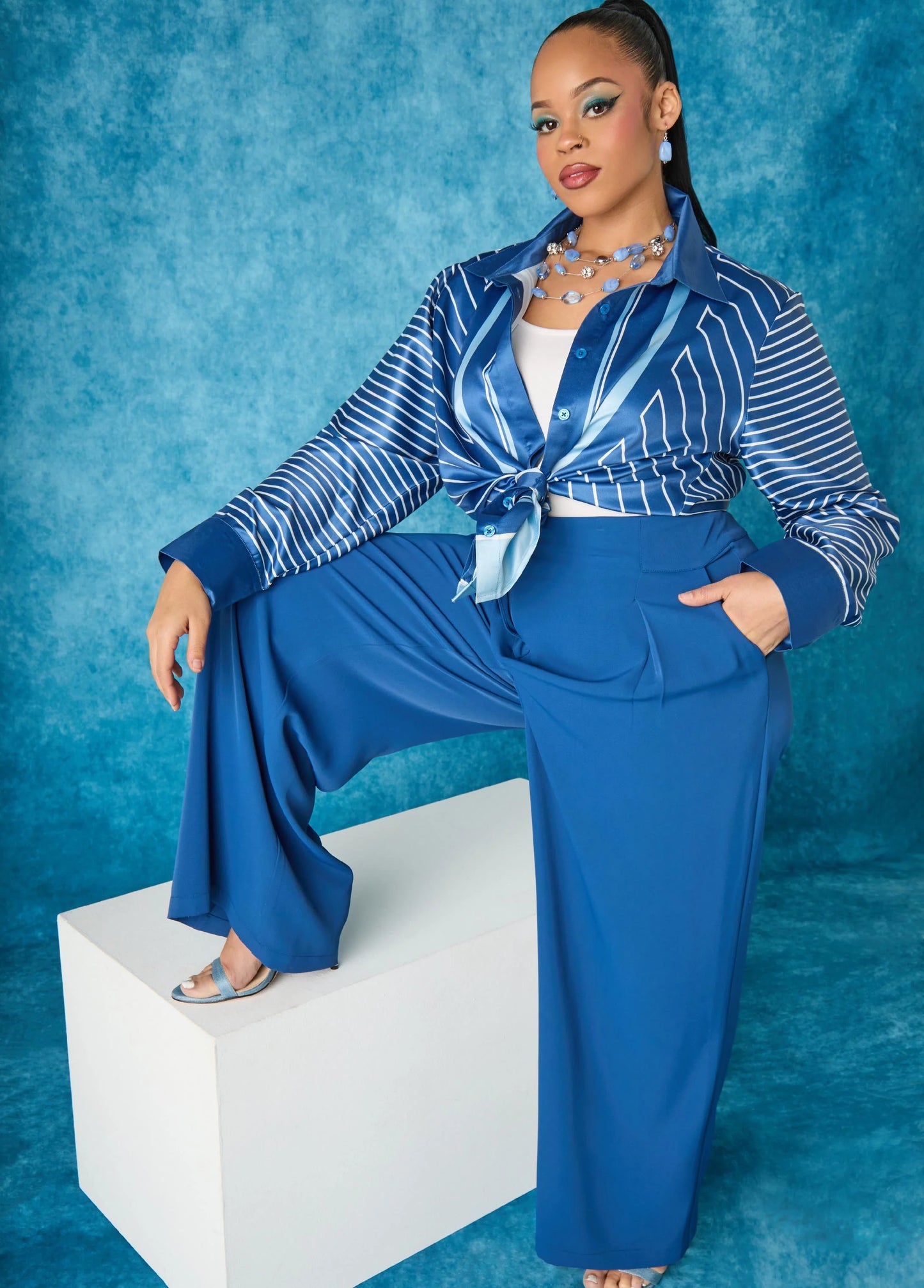 Pleated Wide Leg Pants
